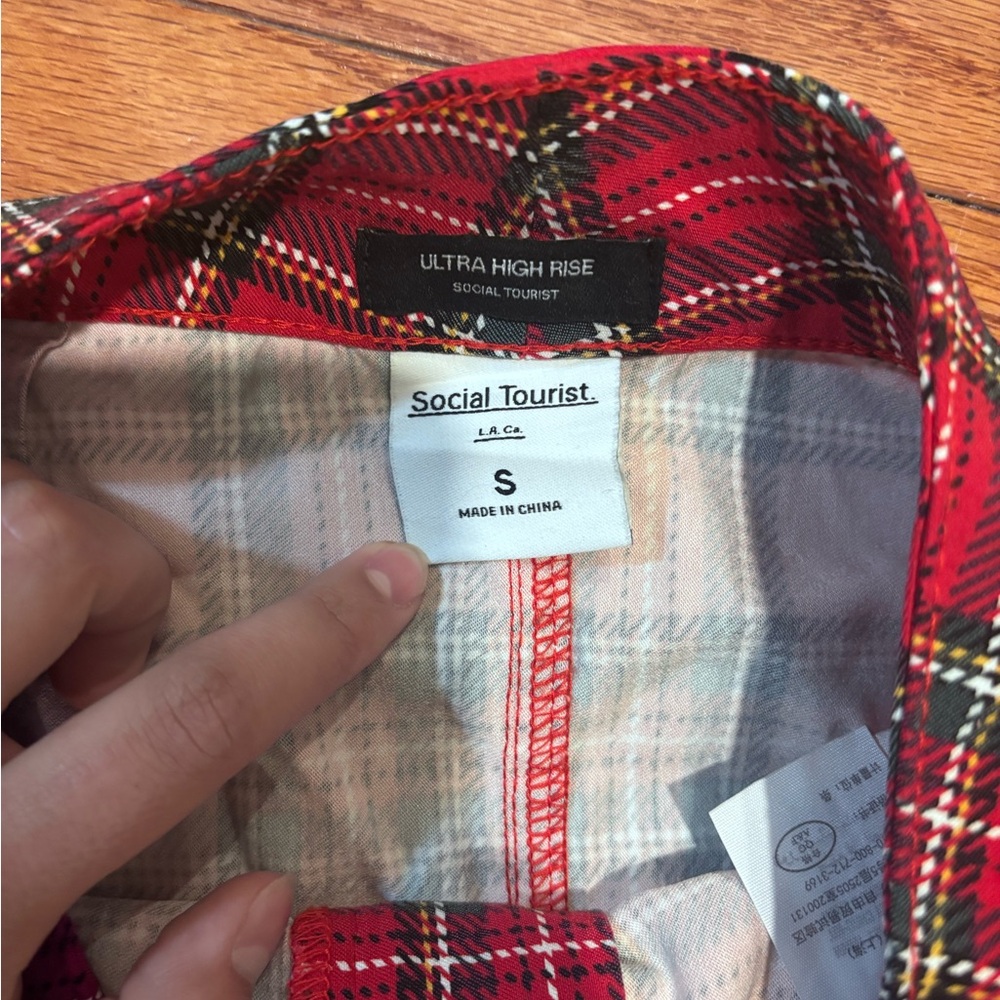 Social Tourist Red Plaid Skirt